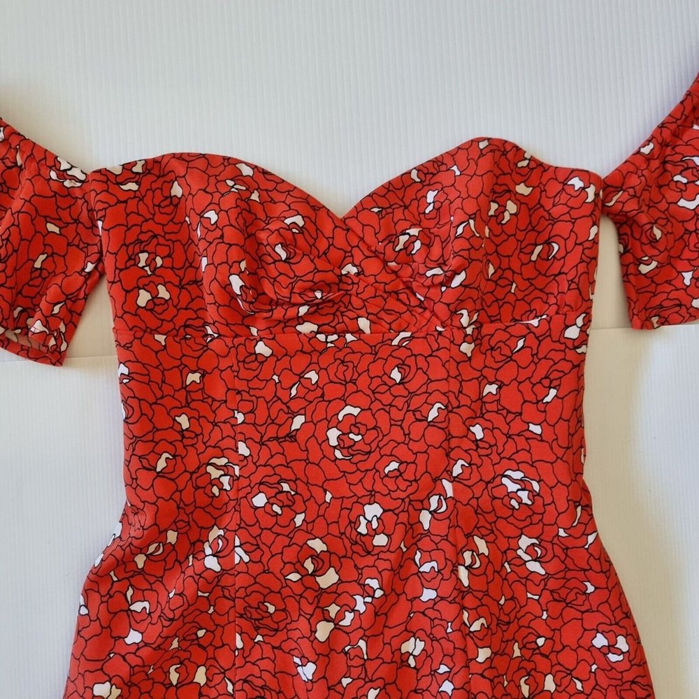 Kookai ALLEGRA Dress Size 36 Au 8 Blogger Favourite Red Off Shoulder Sweetheart - Picture 4 of 16